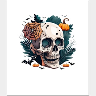 hallowen skull Posters and Art
